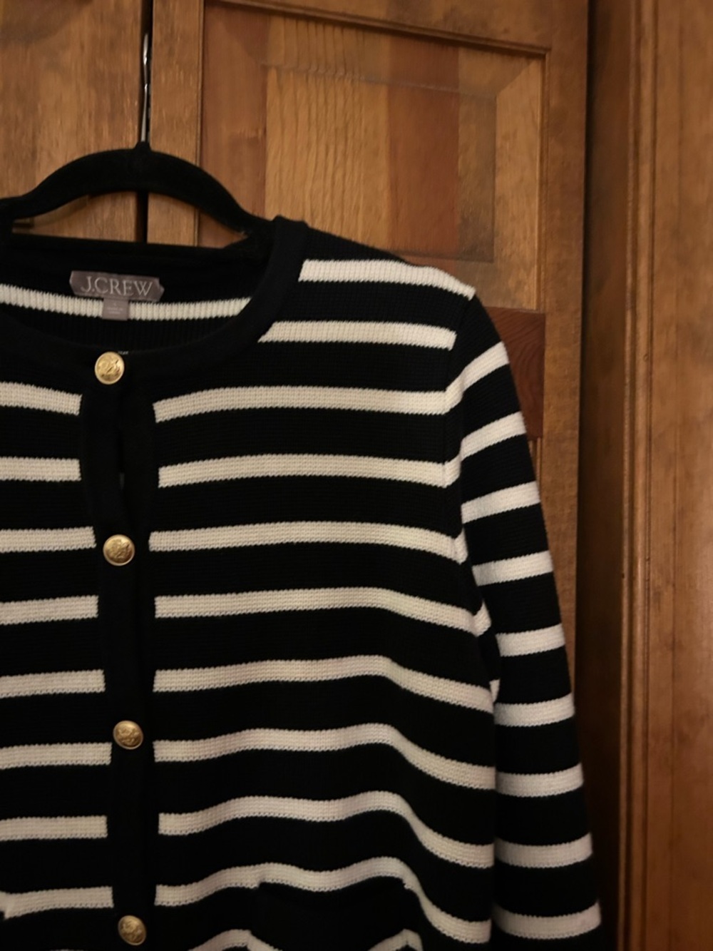 J. Crew Women’s L Preppy Classic Minimalist Striped Black White Emilie Cardigan - Picture 6 of 16
